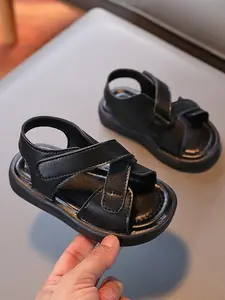 Toddler Boy's Solid Color Slide Sandals, Casual Comfortable Non-slip Sandals for Daily Wear, Soft Lightweight Shoes for Indoor & Outdoor, Soft Soled Shoes, Soft Bottom Sandals
