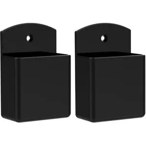 2pc Adhesive Remote Control Holder, Wall Mount TV Controller Holder, TV Remote Organizer, Wall Pen Holder Desk Accessories Storage for Home Office School, Black Phone Plastic