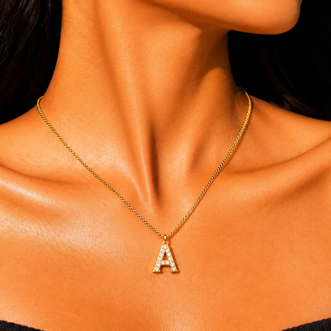 Signature Gold Initial Necklace – Personalized A-Z Letter Pendant