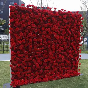 5D Fabric Faux Flower Wall, Outdoor Wedding Backdrop Decoration, Ideal for Wedding Ceremony and Event Décor, Outdoor Faux Plants
