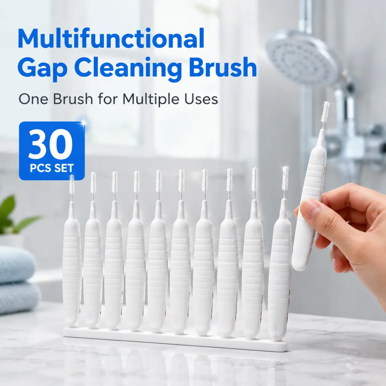 Shower Head Cleaning Brush, 30 Pack Anti-Clogging Gap Cleaner Picks with Spiral Bristles, Mineral Buildup Remover Tool for Bathroom Shower, Kitchen Faucet, Sink and Vent Cleaning