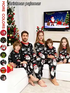 2-Piece Long Sleeve & Pants Christmas Couple Sleepwear Set, Men Women Homeewear, Kids Pajamas, Holiday Family Matching