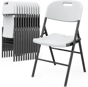 Karlhome 4/6/10 Pack Heavy-Duty Foldable Chairs HDPE Plastic Seats with Steel Frame for Indoor Outdoor Dining Parties Weddings Schools 350lbs Capacity