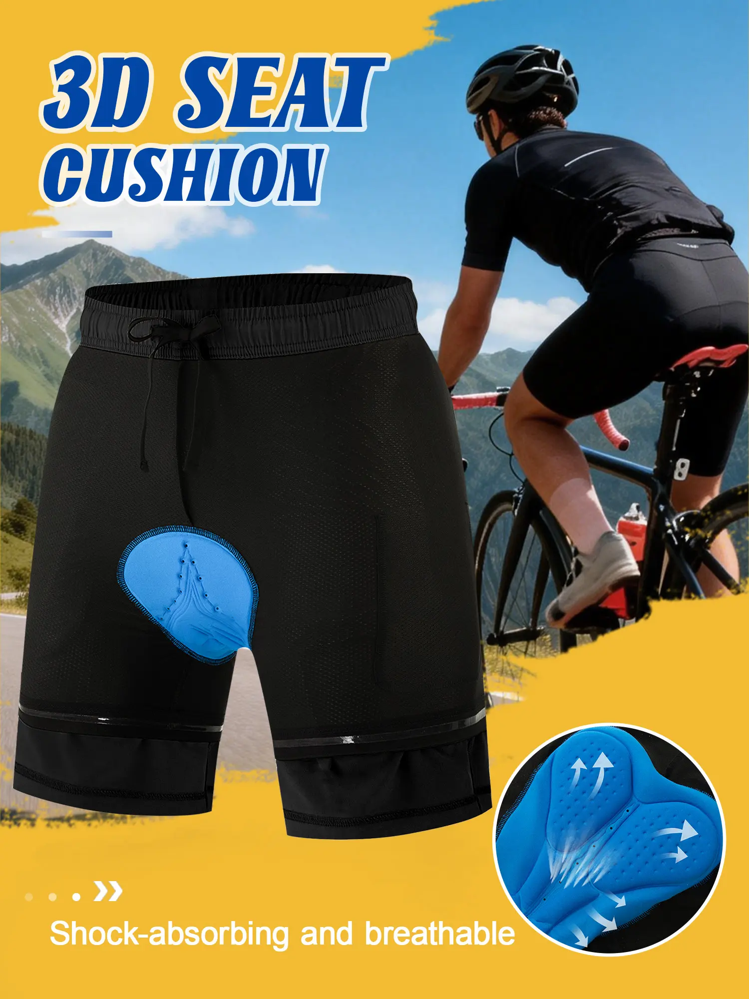Men’s 2-in-1 quick-dry, breathable, high-stretch loose cycling pants with zippered pockets—road and mountain biking outdoor riding sports style