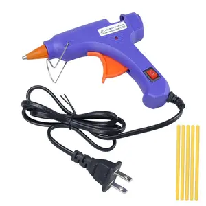 Mini portable handheld hot glue gun with 5 glue sticks, suitable for home repair, handmade fabrics, wood, glass, cards, and handmade glue, US Compatibility (US standard plug)