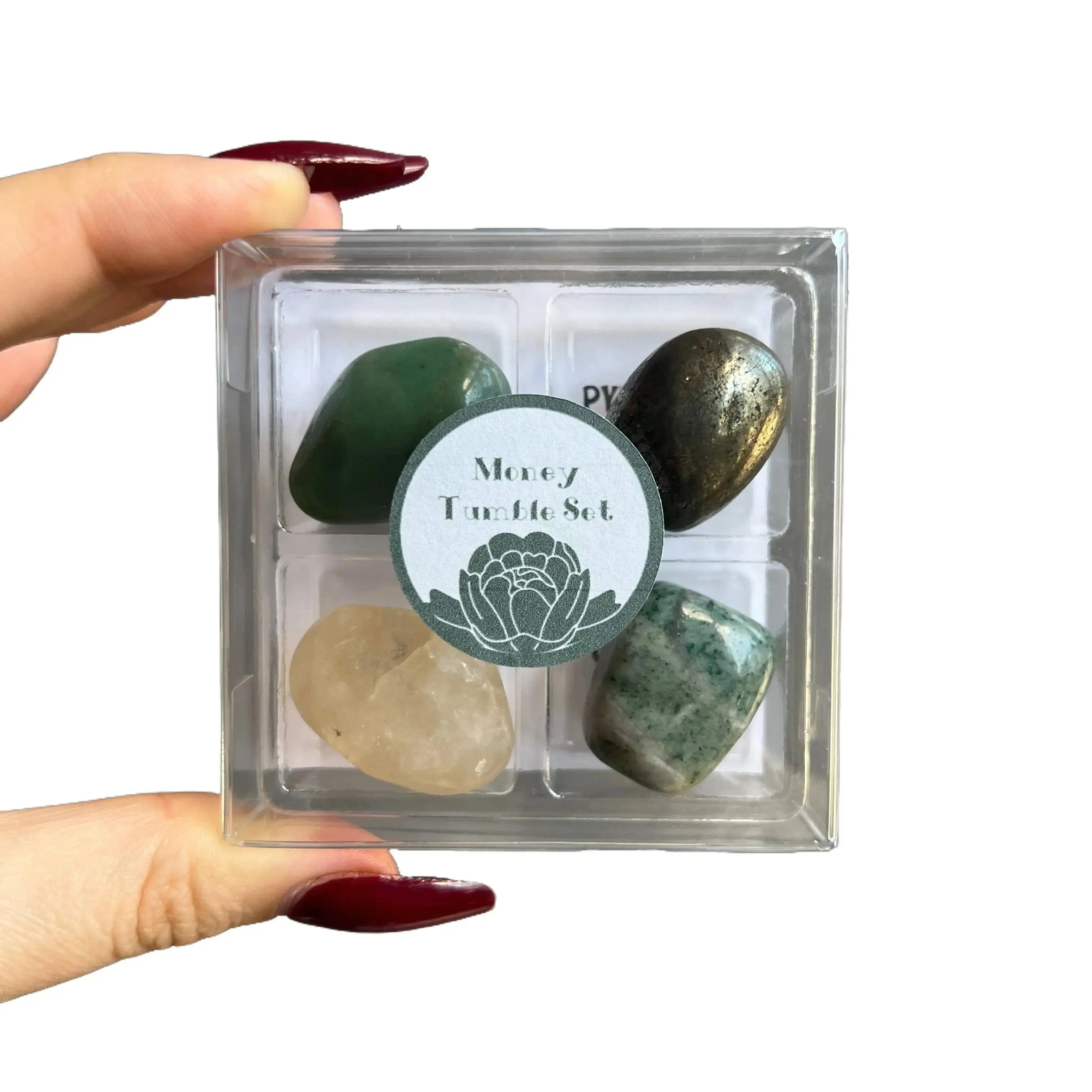 Prosperity Crystal Tumble Set - Green Aventurine, Pyrite, Citrine, Green Jade