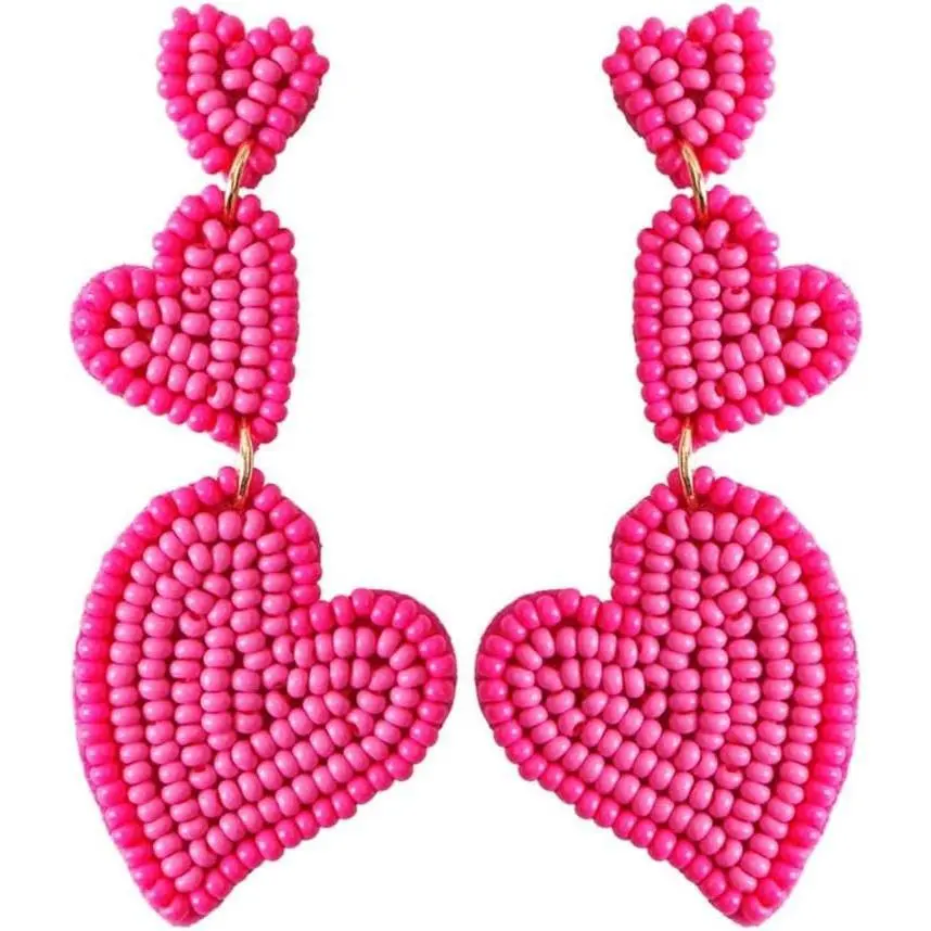 Colorful ValentineDay LOVE Letter Heart Shape Beaded Earrings for Women Girls Jewelry