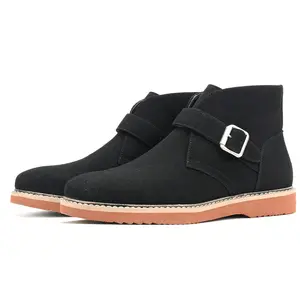 Men's Suede Ankle Boots with Buckle Strap Casual Chukka Boots for Daily Wear Comfortable Round Toe Non Slip Sole Fashion Boots for Work & Outdoor Activities Available in Black Blue Green Red - Footwear