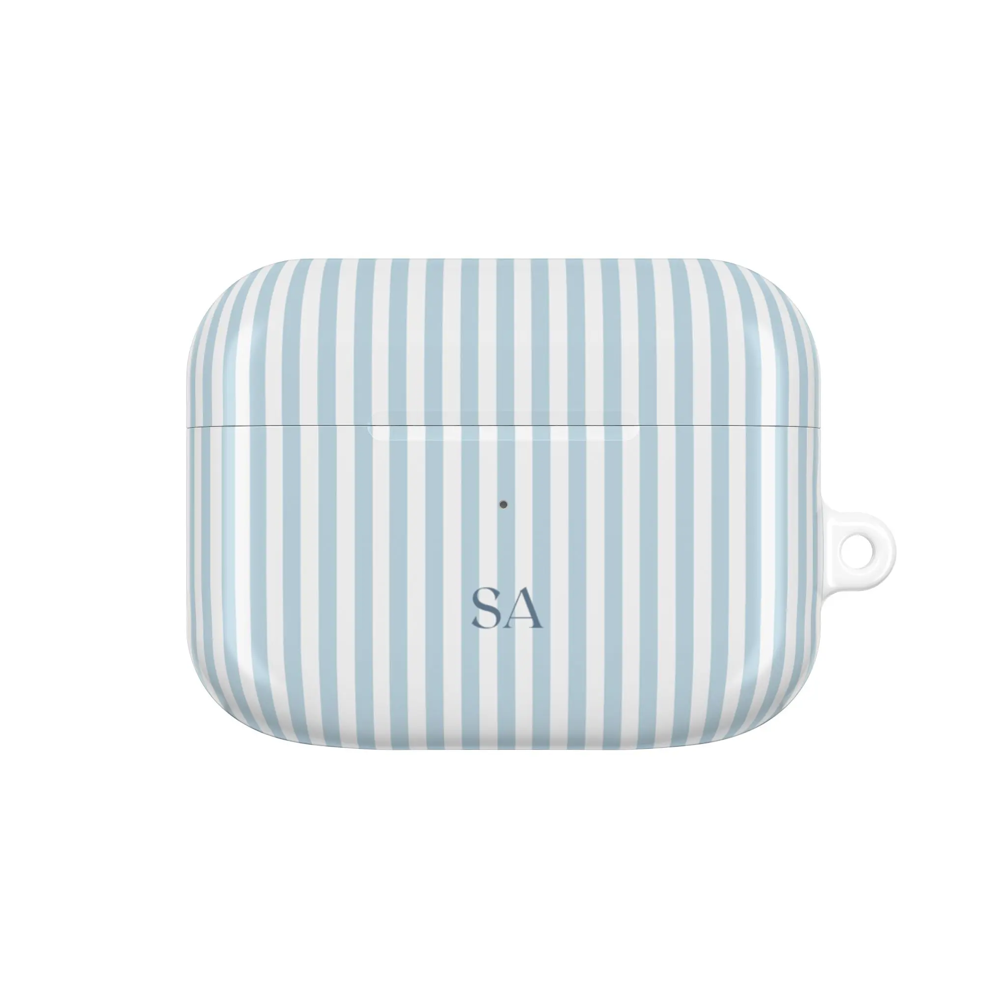 Personalized Blue Phone Case Custom Monogram AirPods Case, Aesthetic Striped Airpods Case, Summer Coastal Airpods Case Preppy, Air pod Blue Beachy
