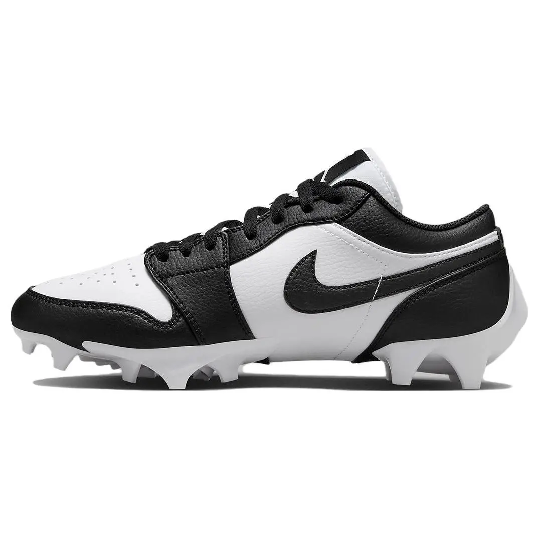 Air Jordan 1 Low TD Cleat Athletic Shoes - 2023 'Black White' Leather Football Shoes with Iconic Look, Runs Small