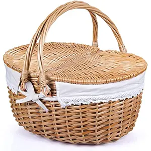 Double-Handled Wicker Picnic Basket