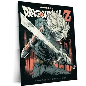Trunks with Sword – Vintage DBZ Metal Unframe | Classic Anime Poster | Bold Wall Art for DBZ Fans