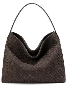 Elegant Woven Suede Shoulder Bag for Women  Satchel Tote Hobo Handbag for Work And Travel Boho Shoulder Bags