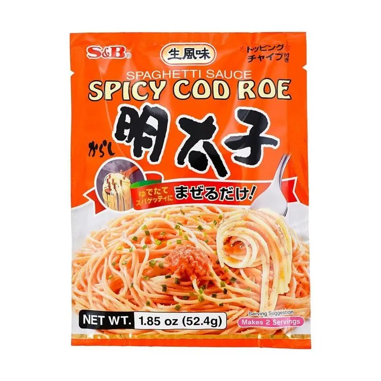 S&B Spicy Cod Roe Flavor Cooking Pasta Sauce - Contains Fish, Mild Chili Kick, 52.4g