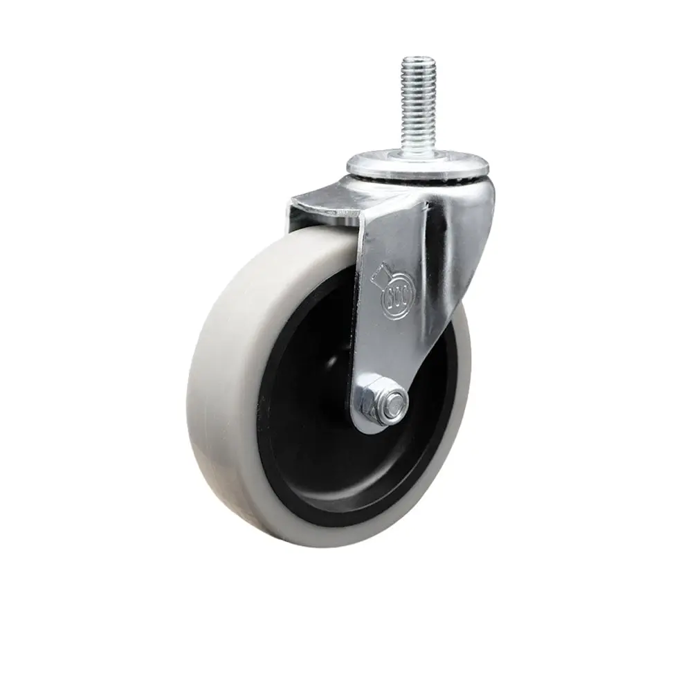Service Caster SCC-TS05S410-TPRS-M1015 4 in. Swivel Thermoplastic Rubber Caster Wheels with 10 mm 1.50 TPI x 1.5 in. Threaded Stem Caster