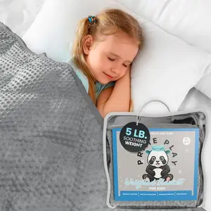 5lb Kids Weighted Blanket 36" x 48", Cute Dotted Texture Sensory Blanket for Kids Ages 4-7, Machine Washable Travel Friendly Grey