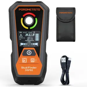 POROMETISTO DSF02 6-IN-1 Stud Finder Wall Scanner Rechargeable,Upgraded Alarm Wall Stud finder,Applicable to Ferrous metals,Non-ferrous metals,AC Wires,Wood studs,With Auto power off Meet family needs