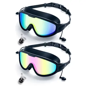 Swim Goggles 2 Pack Wide View Anti-Fog & UV, NoLeaking Swim Glasses for Men, Women,Kids Swimming ，Swimming