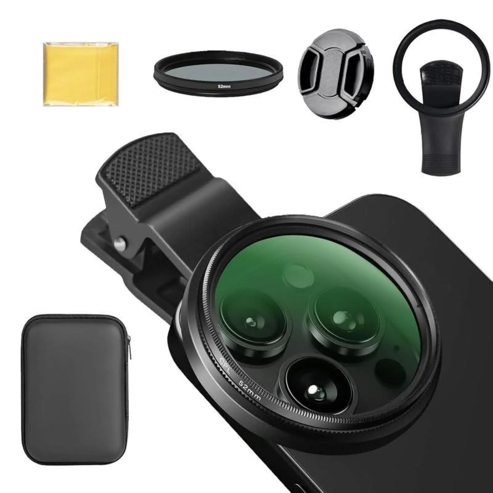 52mm Clip-On CPL Polarizer Circular Filter, Phone Camera Lens Filter, Ultra Slim Multi-Coated CPL Filter for Samsung iPhone Camera Accessories Cell Phone Android Lens Attachments Polarizer, Professional Camera Filter, Smartphone Photography Tool.