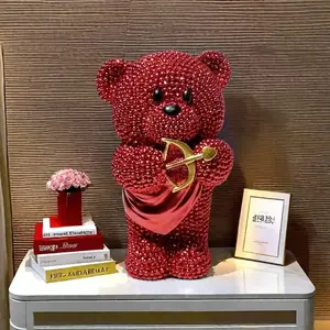 Cute Teddy Bear Statue Decoration, Home Decor Ornament, Home Ornaments, Figurine, Office, Bedroom, Bar, Hotel, Bathroom, Wedding, Valentine's Day Gift