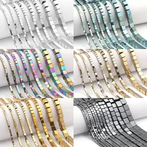 1strand/lot Mutilcolored Square Hematite Stone Beads 2/3/4/6mm Cube Loose Spacer Beads For Jewelry Making DIY Necklace Bracelet