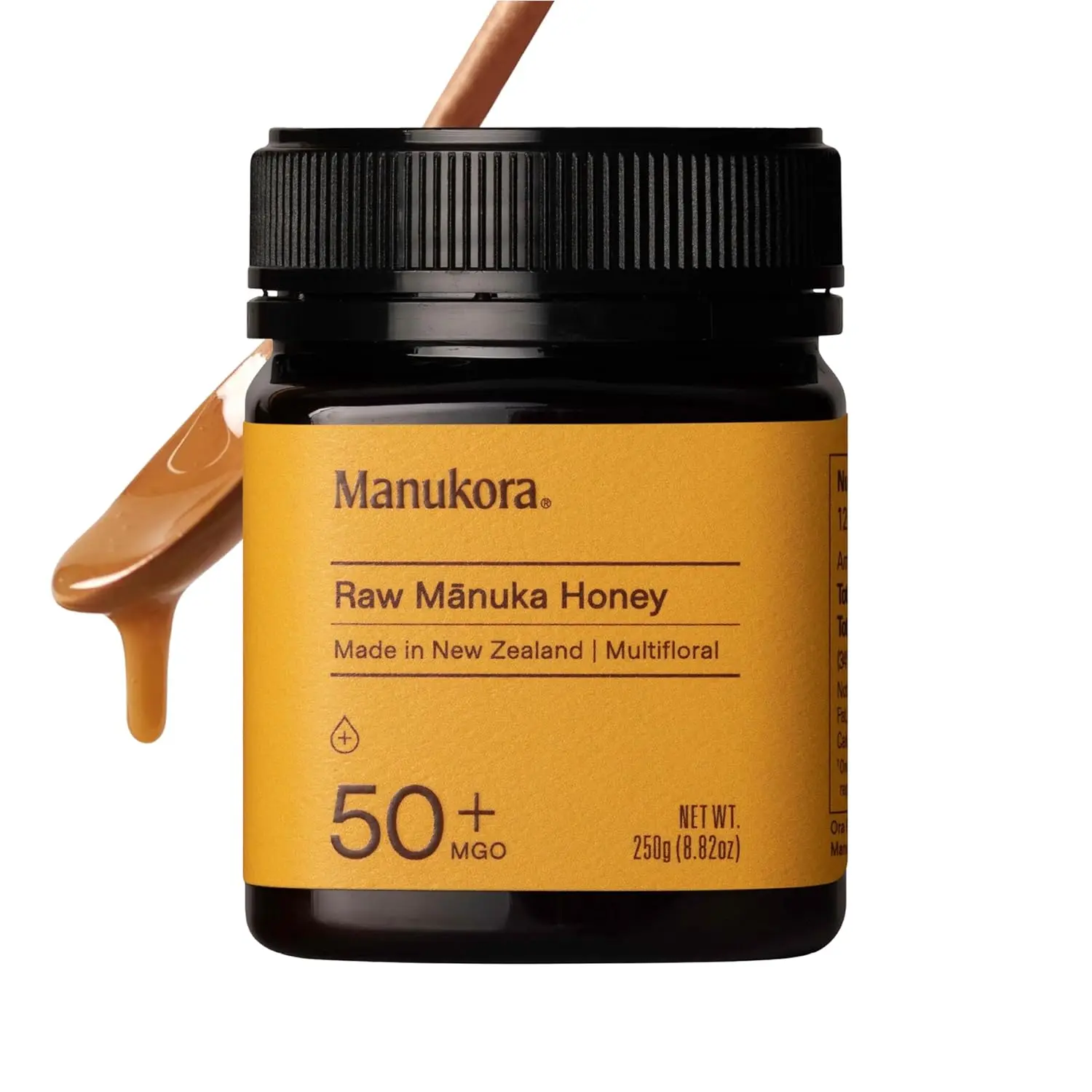 Raw Manuka Honey MGO 50+, New Zealand Honey, Non-GMO, 3rd-Party Tested, Glyphosate Residue Free Certified, 2000+ Natural Compounds, Traceable from Hive-to-Hand, Daily Wellness Support – 250g