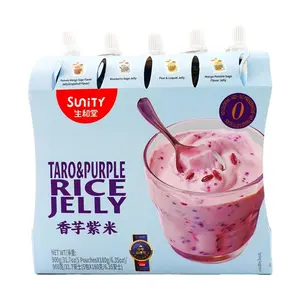 Sunity Taro & Purple Rice Jelly Pouches – 5 Packs (6.35oz Each) | Chewy & Creamy Asian Dessert Drink, Sweet and Nourishing