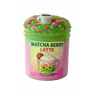 NEW! Matcha Berry Latte Cloud Slime – Strawberry & Matcha Scented Crunchy Slime