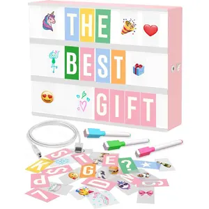Pink Cinema Light Box with 312 Letters, Emojis and 3 Markers-LED Light Box Sign for Home and Pink Room Decor - Light Up Letter Board - Gift for Women and Girls on Christmas or Birthdays