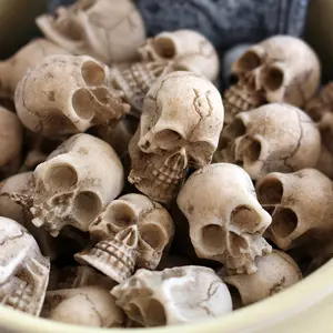 40pcs/mini resin skull, Halloween and Christmas vase container mini skull, haunted house bar home party decoration statue, dining table decoration statue, aquarium decoration, Home Decor Ornaments