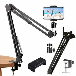 Flexible Arm Tripod for Phone Stand, Table Folded Anchor Online Desktop Laptop Video Live Overhead Shot Photography, Mobile Phone Accessories