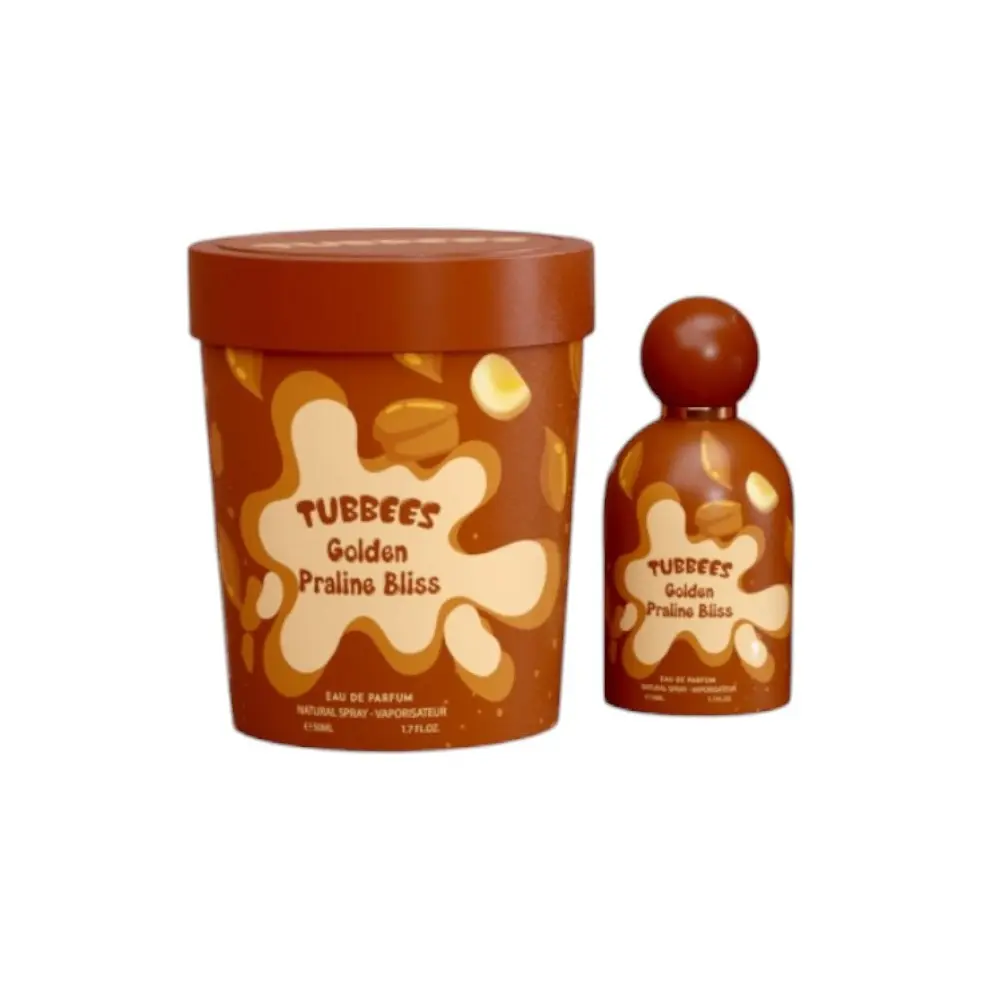 Grandeur Tubbees Golden Praline Bliss Eau De Parfum (EDP) - 1.7 fl oz Standard Size Unisex Scent, Sweet-Nutty & Praline Notes, Ideal for Daily Use