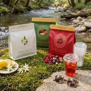 PURELIVA Sugar-Free, 0-Calories Botanical Health Tea Bags - 5 Treasures, Lemongrass, Roselle Bloom, Jasmine Green Tea Blend (20 Bags)