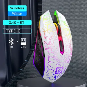 Rechargeable Wireless Gaming Mouse - Dual-Mode Bluetooth 5.2-2.4G, 6-Button Silent Operation, RGB Backlight, Compatible with Laptops and Tablets