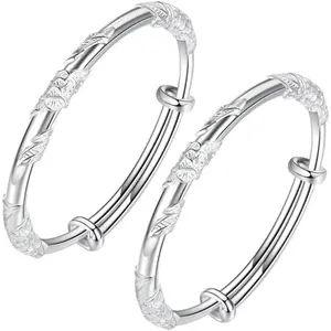 925 Sterling Silver Cuff Bangle Bracelets Adjustable Jewelry Fashion Simple Open Bangles Cuff Jewelry for Women Mom Wife Mothers Day Valentine Gift