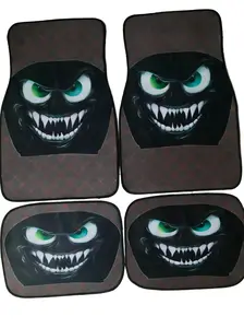 Funny & Quirky Expression Design Car Floor Mats Full Set Fits Front & Rear Seats Universal Fit Waterproof Durable All-Weather Protection for Emoji Lovers