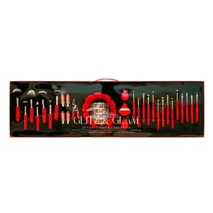 Glitz & Glam Limited Edition - Makeup Brush Sets - Hot Air Brush- Digital Hair Waver- Essentials Collection - Red, Silver, Pink, Dark Rose, Purple, Pearlized, TikTok Viral Brushes, Luxury Gift
