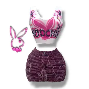 Y2K Baby Tee and Skirt | Graphic Tee Outfits | Graphic Tee and Skirts | Skirt and Top Sets | Skirt Two Piece Set | Pink Outfit | Going Out Party Outfits | Fringe Miniskirt | Mini Denim Skirts | Mini Street Skirts | Airbrush Graphic Tee | Baddie Aesthetic,