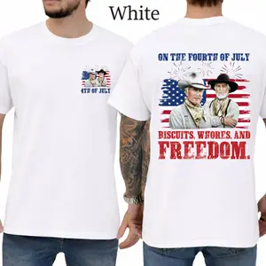 Fourth Of July Biscuits Whores And Freedom T-Shirt 2 Side, 4th Of July Shirts, Happy 250th Anniversary America, Graphic Shirt, Unisex Fashion, Gift For Men And Women