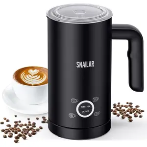 Snailar Milk Frother, 10oz, Stainless Steel, 4-in-1 Hot & Cold Foam Maker, 500W, Silent, Easy Cleaning USB Rechargeable Magnetic Stirring Cup espresso