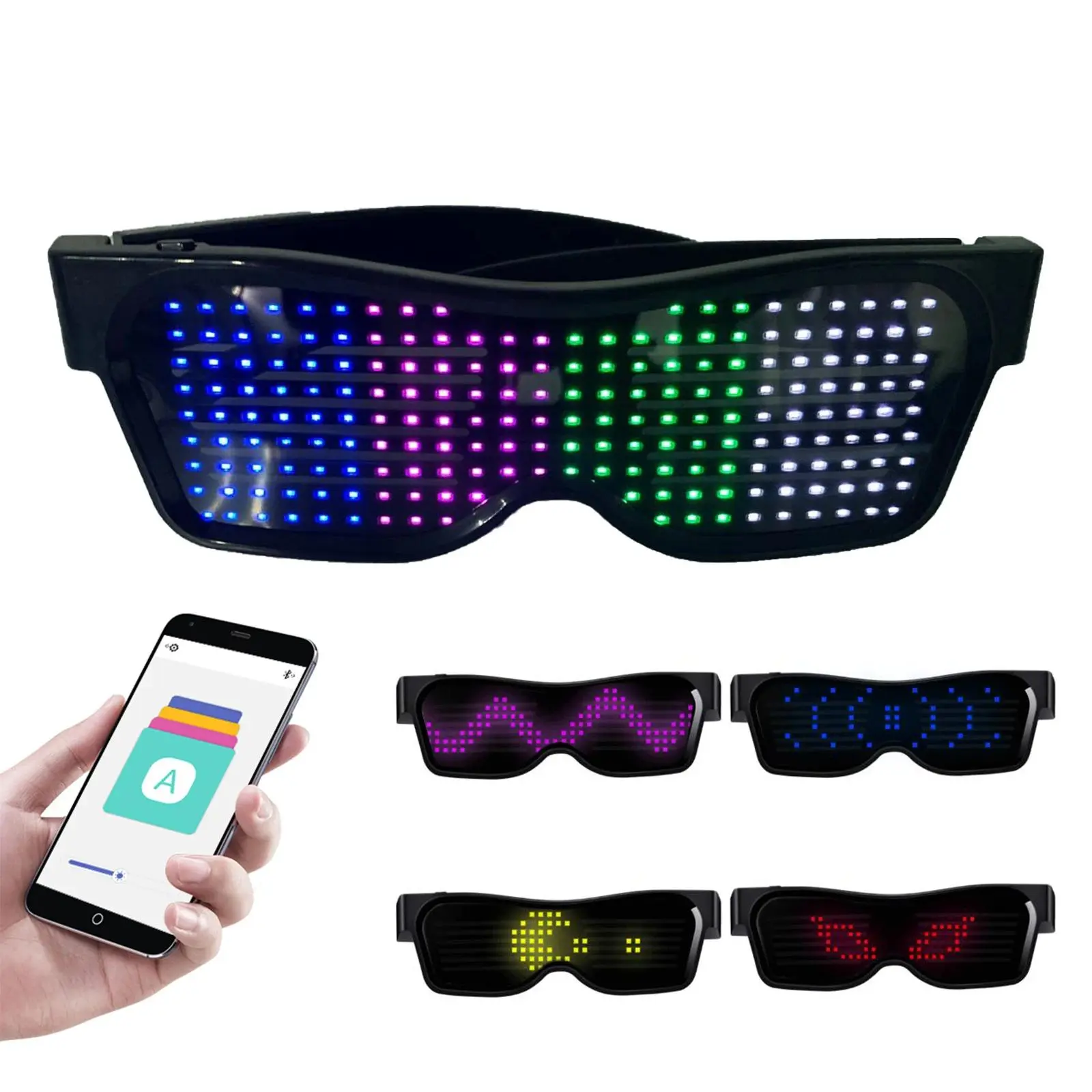 LED Screen Glasses, Rechargeable LED Glasses with APP Control, Smart Glasses for Party, Holiday, Festival, Party Event Props, Gift for Party Enthusiasts, Party Supplies, Party Accessory