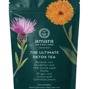 Ultimate Detox Tea by Amara Tea and Wellness - Digestion, Liver Health, Gut Health, Cleanse, Bloating & Energy - Caffeine-Free, 100% Natural, Burdock root, Dandelion root