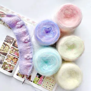 2PCS gradient colored mohair hand mixed yarn balls, fine yarn, dreamy crochet yarn, scarf, coarse yarn material package, Handmade Crafts, Knitting Supplies