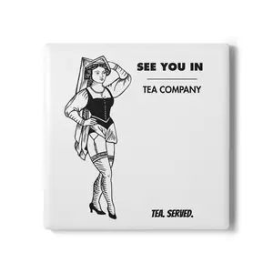 Vintage Pinup Maid Illustration Ceramic Coaster | See You In Tea Company