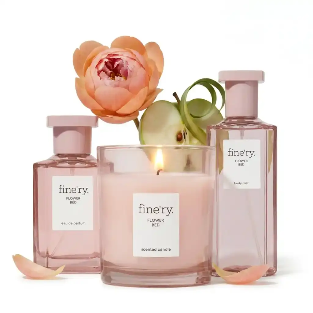 fine'ry. Women's Fragrance Gift Set, 3-Piece Scented Floral Kit with Eau de Parfum, Body Mist, & Candle, Gifts for Women with Peony Notes, Floral Fragrance Kit, Peony Blend, Gift Sets For Women