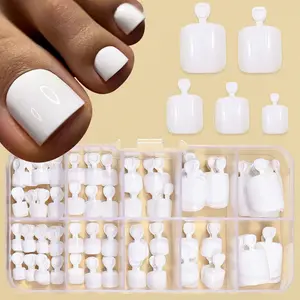 120 Pieces Pure White Short Square Toenails, DIY Press on Toe Nails, Nail Art, Fake Toenails