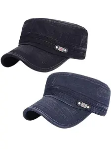 Cadet Army Hat 2 Pieces Flat Top Cap Unisex Military Hat for Women Men