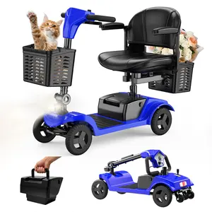 4-Wheel Portable Mobility Scooter for Adults, Seniors,Foldable Motorized Scooter with 300 lbs,Detachable Battery,350W Powered,Dual Baskets,Charger Included,Lightweight and Convenient