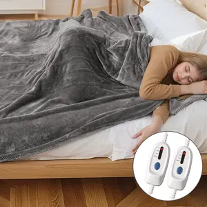 Heated Blanket Electric Throw Twin Full Queen Sizes Soft Flannel Electric Blanket with 1-10 Hour Auto-off Rapid Heating , 4 Heating Levels, Machine Washable