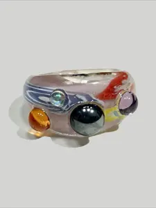 Colorful Artificial Crystal Geometric Ring, Unisex Fashion Party Jewelry, Creative Holiday Accessory, Bold Personality Design